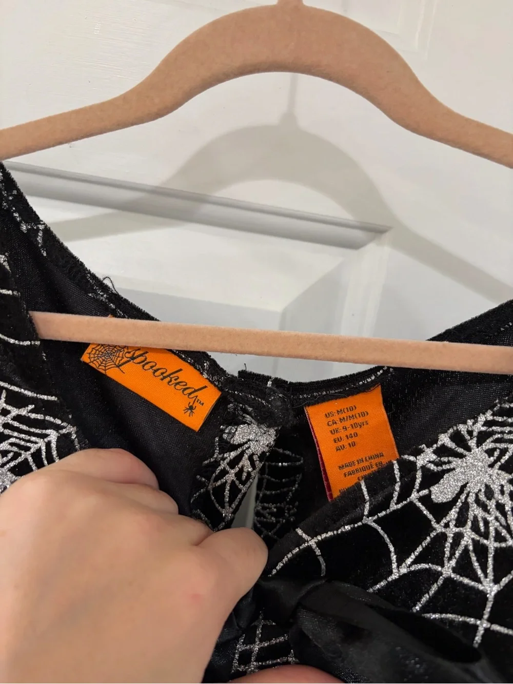 Black Spiderweb Gothic Witch Costume Dress for Girls Size M (10)